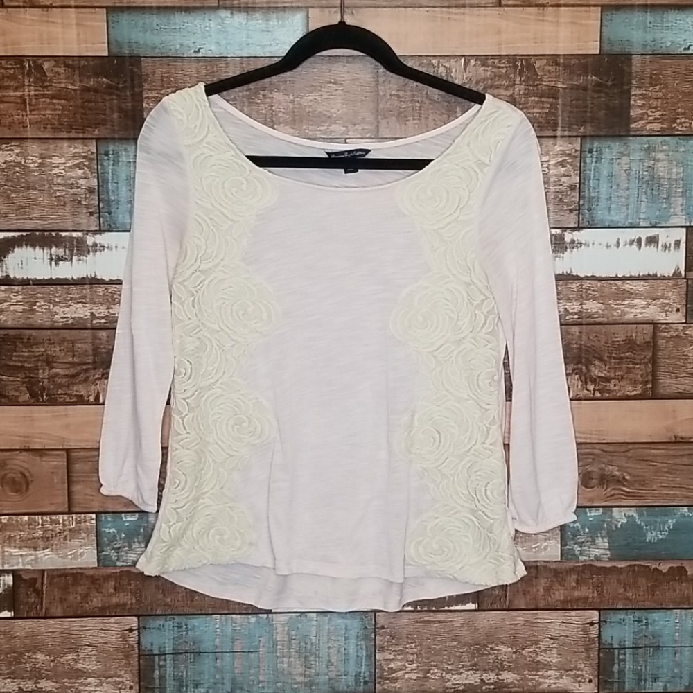 AEO Pink/Lace Top SZ S   3/$15